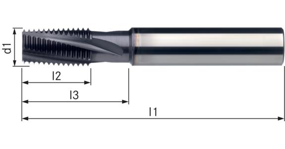 VHM závitová fréza ATORN, s vůlí, M, DL/SL ≤ 2 x D 20,0 mm 1,5 mm HA