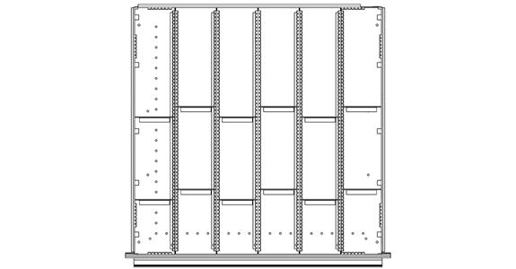 Sada přepážek do zásuvek 18 přihr., výška 120 až 360 mm, šířka 722 mm, řada DBG