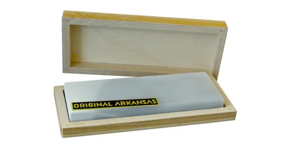 Hard Arkansas oil stone (Mississippi stone) bench stone 125x50 mm in wooden box