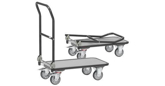 Folding trolley steel tube loading surface 900x600 mm load cap. 250 kg RAL 7016