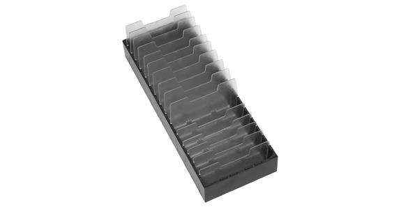 Uni box ABS plastic for 15 dividers, black HxWxD 48x144x384 mm