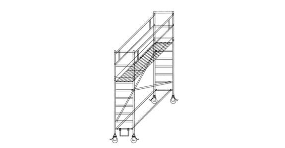 Alu. mobile scaffolding, scaff. sz 1.80x0.75m plat. hght 5.20m scaff. hght 6.20m