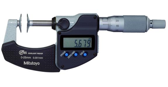 IP65 dig. micrometer 50-75 mm, w. disc meas. surfaces, data output