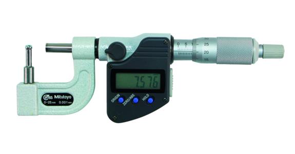 IP65 dig. micrometer 0-25 mm, w. curved surfaces, type C, DO