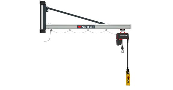 Wandschwenkkran UW 125kg, 3,9m + Standard-Lagerkonsole + Elektrokettenzug